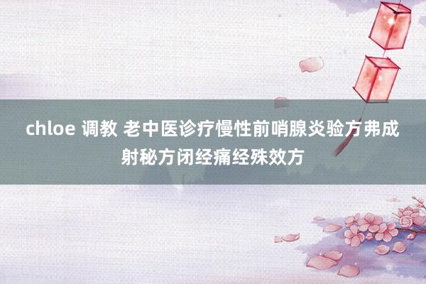 chloe 调教 老中医诊疗慢性前哨腺炎验方弗成射秘方闭经痛经殊效方