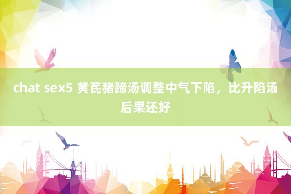 chat sex5 黄芪猪蹄汤调整中气下陷，比升陷汤后果还好