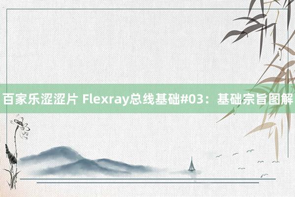 百家乐涩涩片 Flexray总线基础#03：基础宗旨图解